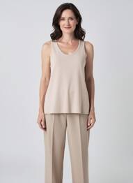 Top sans manche sans manche beige GEVANA femme