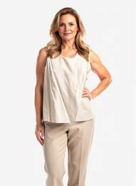 Top imprimé fantaisie sans manche beige GEVANA femme