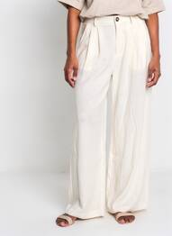 Pantalon large fermeture zippée sous rabat boutonné taille normale beige IT HIPPIE femme