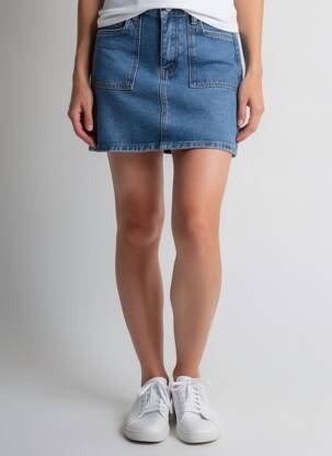 Mini-jupe coupe droite bleu LILI & LALA femme