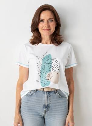 T-shirt imprimé fantaisie manches courtes blanc GEVANA femme