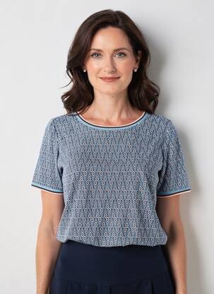 T-shirt imprimé fantaisie manches courtes bleu GEVANA femme