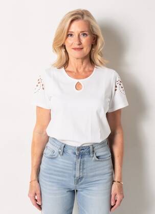 T-shirt coupe droite manches courtes blanc GEVANA femme