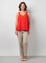 Top col v sans manche rouge GEVANA femme