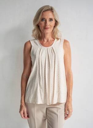 Top imprimé fantaisie sans manche beige GEVANA femme