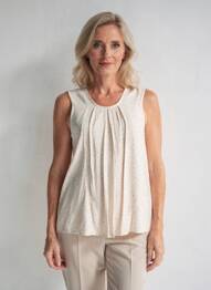 Top imprimé fantaisie sans manche beige GEVANA femme