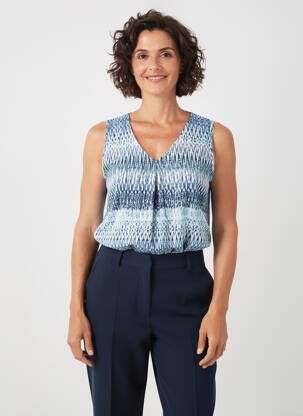 Top imprimé fantaisie sans manche bleu GEVANA femme