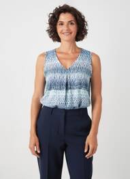 Top imprimé fantaisie sans manche bleu GEVANA femme