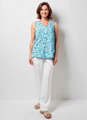 Top imprimé fantaisie sans manche bleu GEVANA femme
