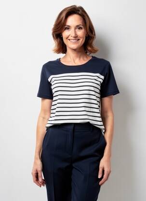 T-shirt stretch manches courtes bleu GEVANA femme