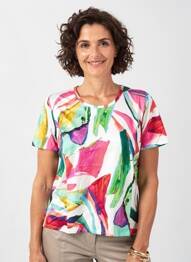 T-shirt imprimé fantaisie manches courtes rose GEVANA femme