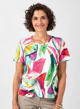T-shirt imprimé fantaisie manches courtes rose GEVANA femme