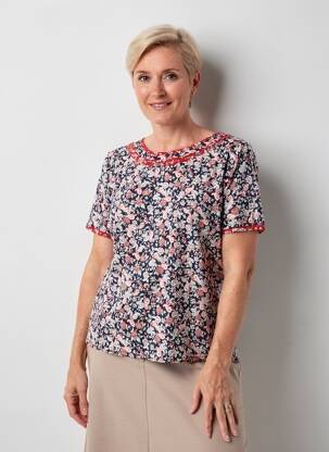 T-shirt stretch manches courtes bleu GEVANA femme