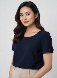 T-shirt stretch manches courtes bleu GEVANA femme
