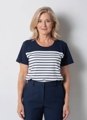 T-shirt stretch manches courtes bleu GEVANA femme