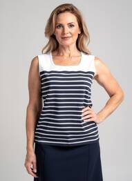 Débardeur stretch sans manche bleu GEVANA femme