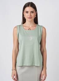 Débardeur stretch sans manche vert GERVA femme
