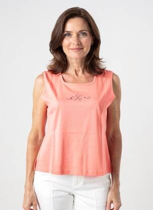 Débardeur stretch sans manche orange GEVANA femme