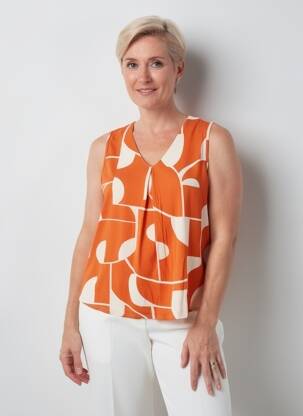 Top coupe fluide sans manche orange GEVANA femme