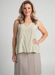Top tissage crêpe sans manche vert GEVANA femme
