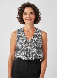 Top tissage crêpe sans manche noir GEVANA femme