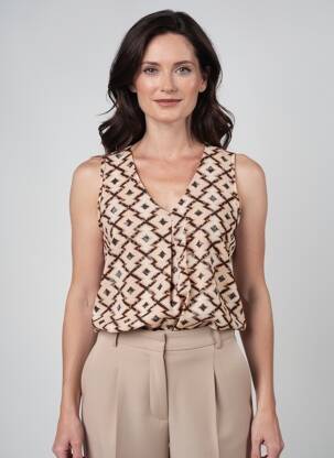 Top tissage crêpe sans manche orange GEVANA femme