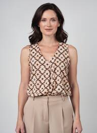 Top tissage crêpe sans manche orange GEVANA femme