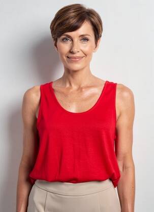 Débardeur stretch sans manche rouge GEVANA femme
