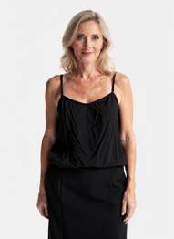 Top coupe fluide fines bretelles noir GEVANA femme