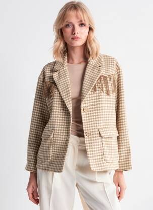 Blazer finition intérieure doublée beige ICHI femme
