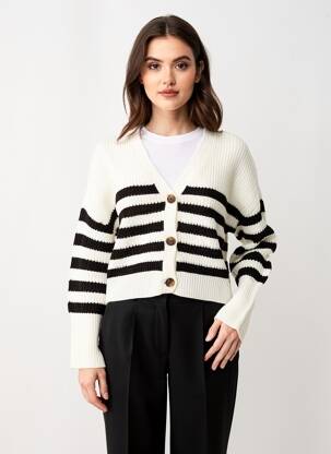 Gilet manches longues coupe cintrée blanc VERO MODA femme