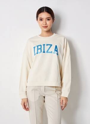 Sweat-shirt sérigraphie manches longues beige VERO MODA femme