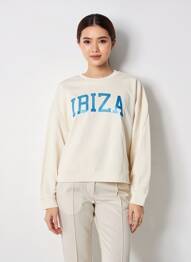 Sweat-shirt sérigraphie manches longues beige VERO MODA femme
