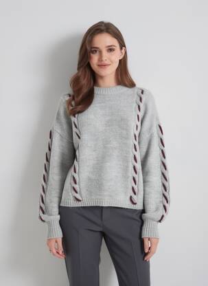 Pull resserrée sur le bas manches longues gris VERO MODA femme