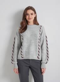 Pull col rond manches longues gris VERO MODA femme