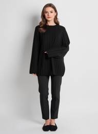 Pull col rond manches longues noir B.YOUNG femme