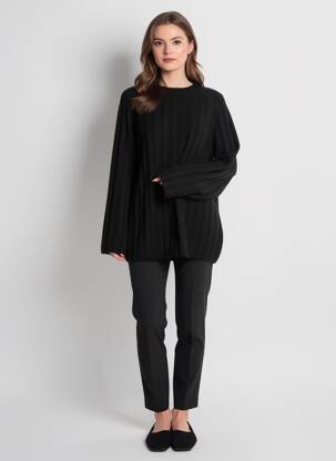 Pull col rond manches longues noir B.YOUNG femme