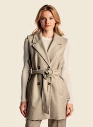Manteau long coupe cintrée sans capuche beige B.YOUNG femme