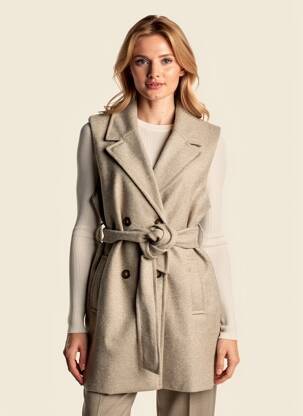 Manteau long coupe cintrée sans capuche beige B.YOUNG femme