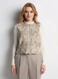 Veste casual col rond marron RUE MAZARINE femme