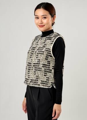 Veste casual col rond noir RUE MAZARINE femme