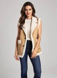Veste casual col tailleur beige VERO MODA femme