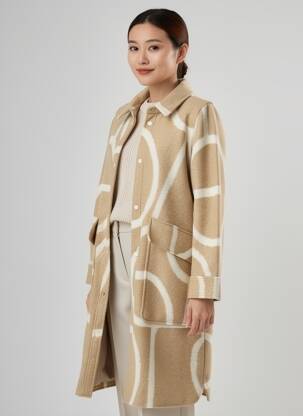 Manteau long coupe droite sans capuche beige STREET ONE femme