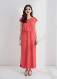 Robe longue manches courtes manches courtes rouge VERO MODA femme