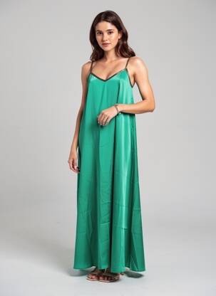 Robe longue manches bretelles ajustables fines bretelles vert VERO MODA femme