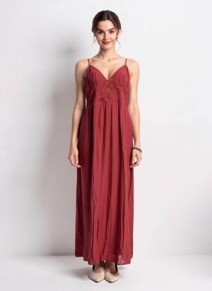 Robe longue sans manche sans manche rouge VERO MODA femme