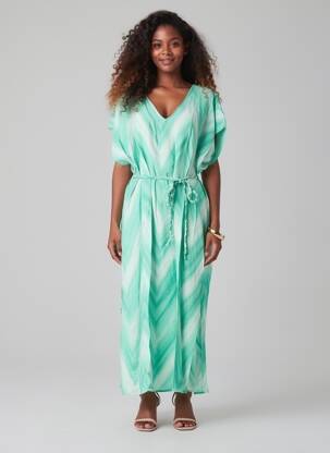 Robe longue imprimé fantaisie manches courtes vert VERO MODA femme