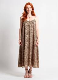 Robe mi-longue fines bretelles marron VERO MODA femme