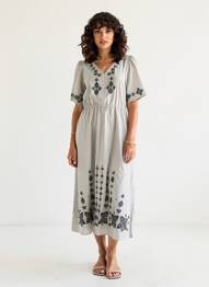 Robe longue manches courtes manches courtes gris RUE MAZARINE femme