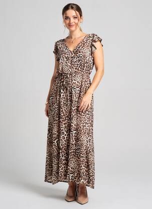 Robe longue manches courtes manches courtes marron B.YOUNG femme